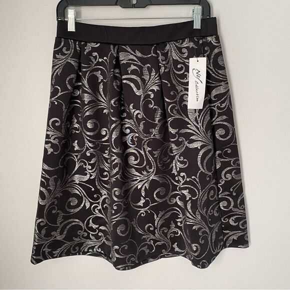 NY Collection Women’s Elastic Waist Pull On Pleated A Line Skirt size S - Picture 1 of 3